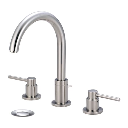 Pioneer Industries Two Handle Widespread Bathroom Faucet, Compression Hose, Nickel, Overall Width: 22" 3MT400-BN